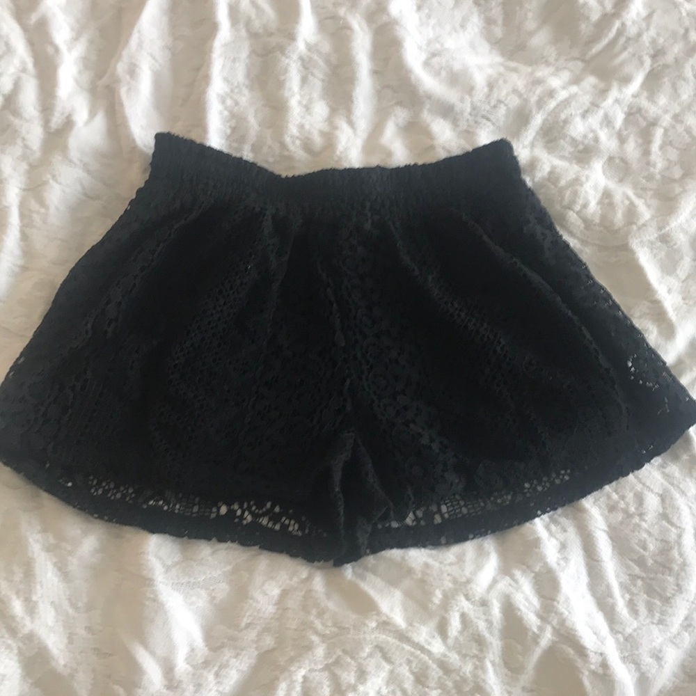 Angie lined black lace shorts